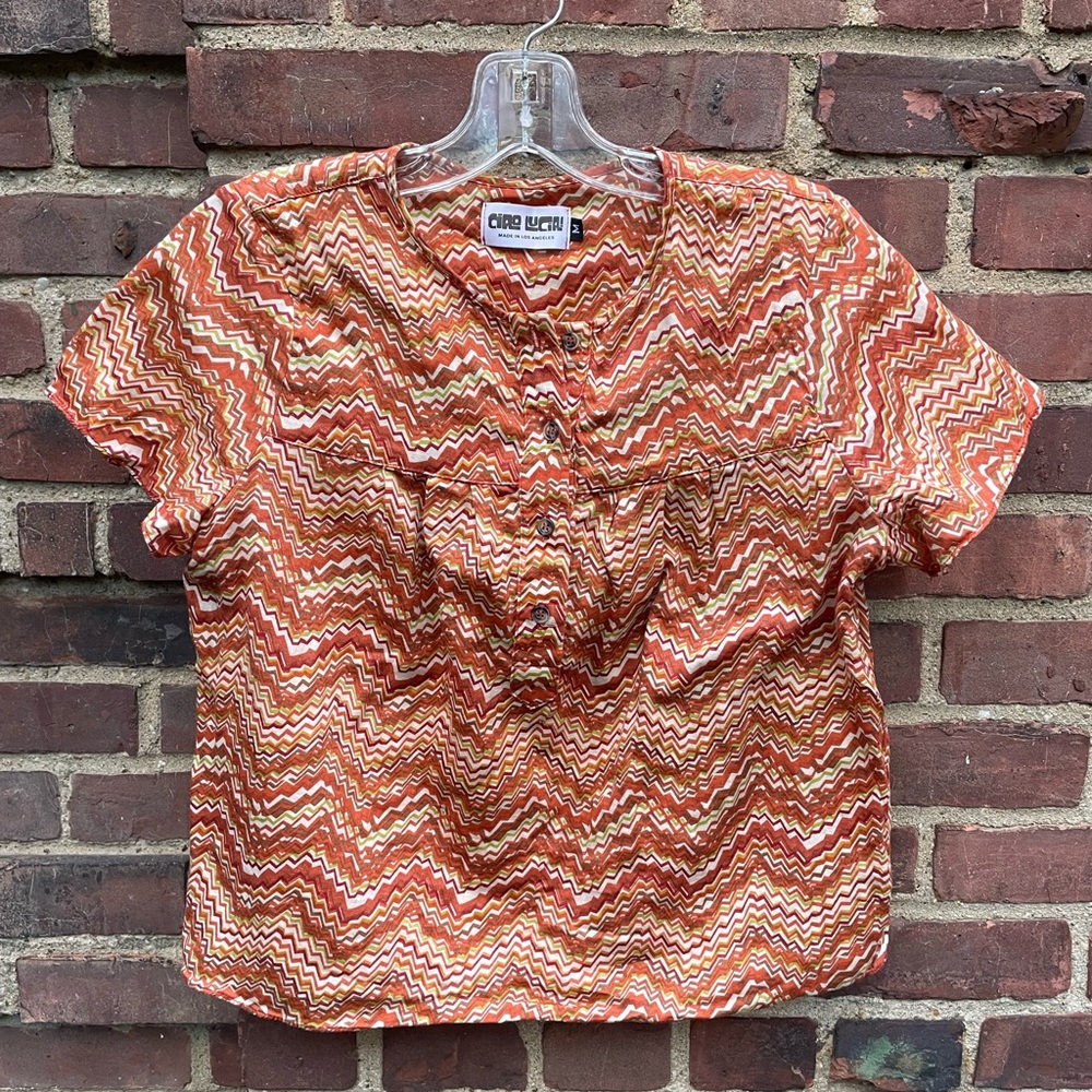 Ciao Lucia Psychedelic Half-Button Top - Medium
